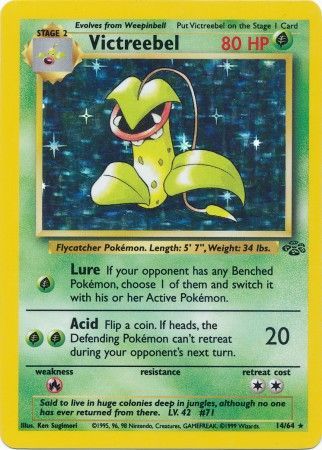 Pokemon Card Jungle Set Unlimited 14/64 Victreebel Holo Rare NEAR MINT