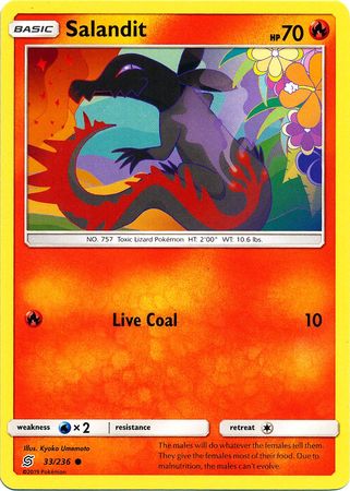 Pokemon Card Unified Minds 033/236 33/236 Salandit Common