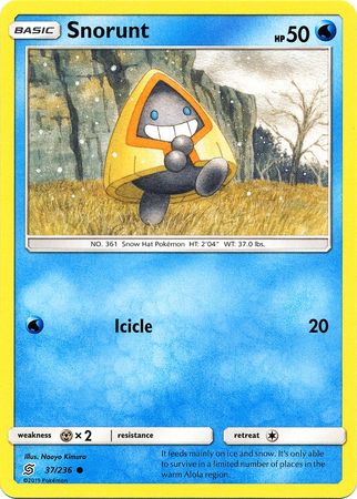 Pokemon Card Unified Minds 037/236 37/236 Snorunt Common