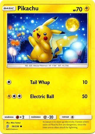 Pokemon Card Unified Minds 056/236 56/236 Pikachu Common