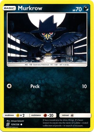 Pokemon Card Unified Minds 129/236 Murkrow Common