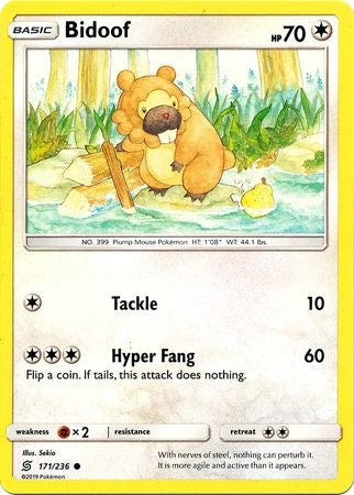 <transcy>Pokemon Card Unified Minds 171/236 Bidoof Fælles</transcy>