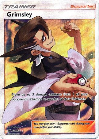 Pokemon Card Unified Minds 234/236 Grimsley Supporter Full Art