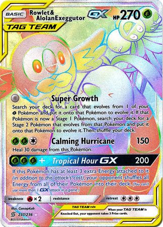 <transcy>ポケモンカードユニファイドマインド237 / 236Rowlet&Alolan Exeggutor Tag Team GX Hyper Rare</transcy>