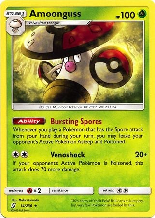 <transcy>Pokemon Card Unified Minds 014/236 14/236 Amoonguss Sjælden</transcy>