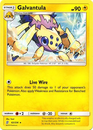 Pokemon Card Unified Minds 062/236 62/236 Galvantula Rare
