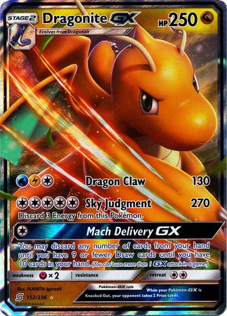 Pokemon Card Unified Minds 152/236 Dragonite GX Ultra Rare