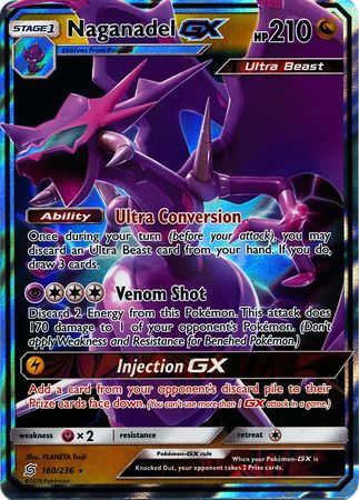 Pokemon Card Unified Minds 160/236 Naganadel GX Ultra Rare