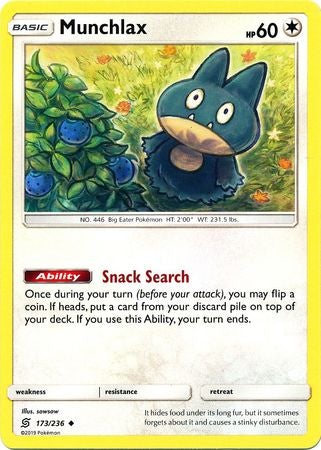 Pokemon Card Unified Minds 173/236 Munchlax Uncommon