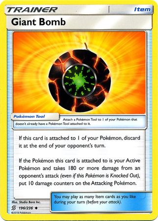 Pokemon Card Unified Minds 196/236 Giant Bomb Item Uncommon