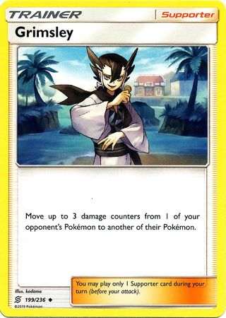 Pokemon Card Unified Minds 199/236 Grimsley Supporter Uncommon