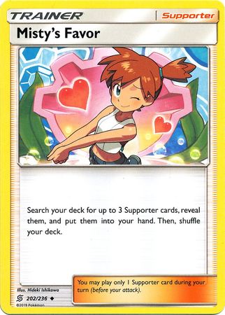 Pokemon Card Unified Minds 202/236 Misty's Favor Supporter Uncommon