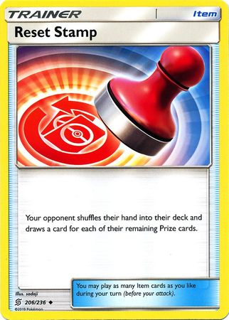 Pokemon Card Unified Minds 206/236 Reset Stamp Item Uncommon