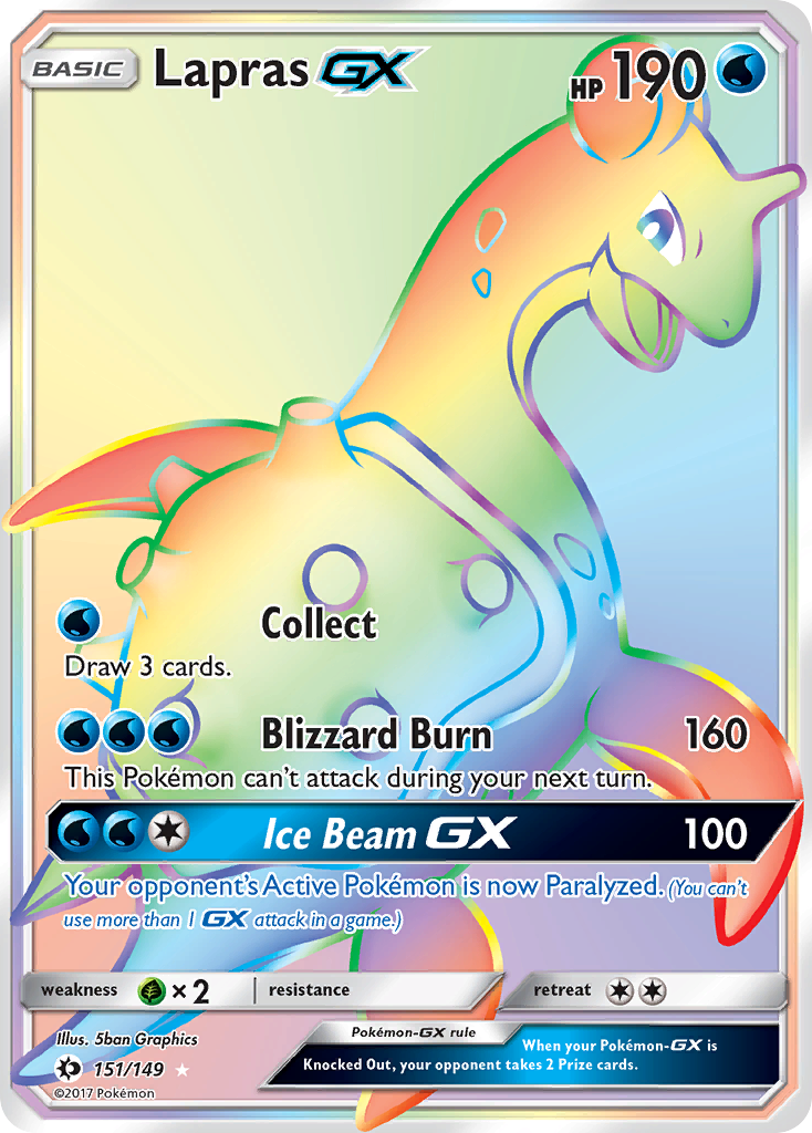 Pokemon Card Sun & Moon 151/149 Lapras-GX Hyper Rare *MINT*