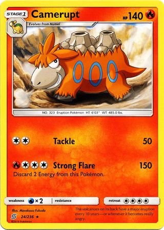 <transcy>Pokemon Card Unified Minds 024/236 24/236 Camerupt Sjælden</transcy>