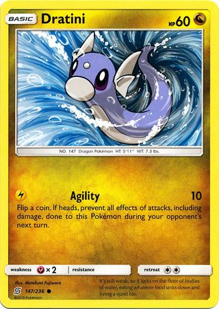 <transcy>Pokemon Card Unified Minds 147/236 Dratini Common</transcy>