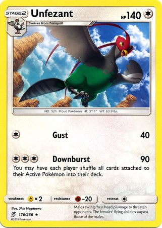 Pokemon Card Unified Minds 176/236 Unfezant Rare