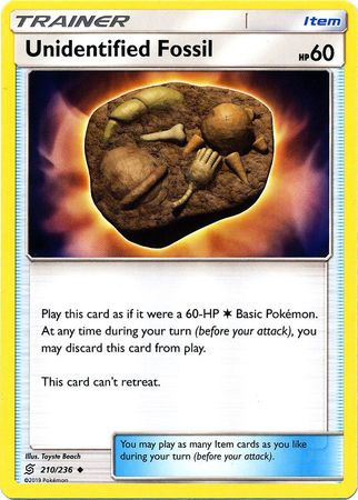 Pokemon Card Unified Minds 210/236 Unidentified Fossil Item Uncommon