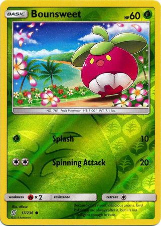 <transcy>Pokemon Card Unified Minds 017/236 17/236 Bounsweet Reverse Holo Common</transcy>