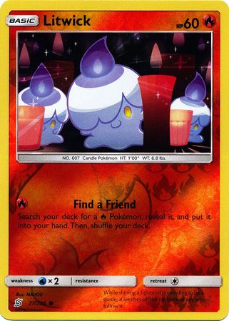 Pokemon Card Unified Minds 027/236 27/236 Litwick Reverse Holo Common