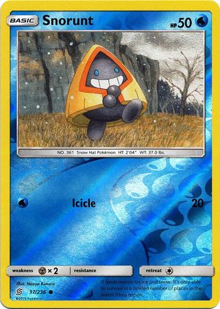 Pokemon Card Unified Minds 037/236 37/236 Snorunt Reverse Holo Common