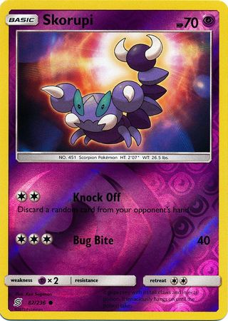 Pokemon Card Unified Minds 082/236 82/236 Skorupi Reverse Holo Common