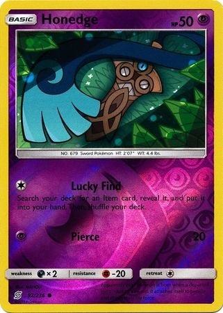 Pokemon Card Unified Minds 092/236 92/236 Honedge Reverse Holo Common