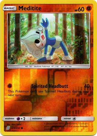 Pokemon Card Unified Minds 109/236 Meditite Reverse Holo Common