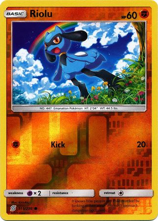 Pokemon Card Unified Minds 115/236 Riolu Reverse Holo Common