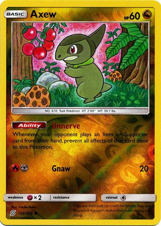 <transcy>Pokemon Card Unified Minds 154/236 Axew Reverse Holo Common</transcy>