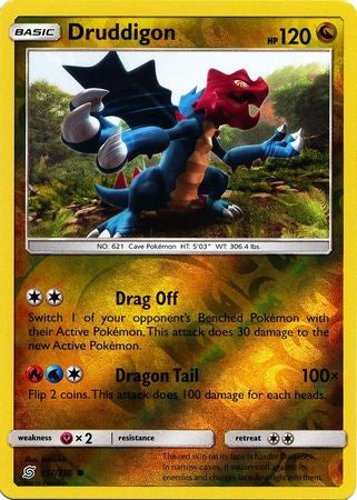 Pokemon Card Unified Minds 157/236 Druddigon Reverse Holo Common