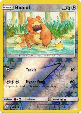 Pokemon Card Unified Minds 171/236 Bidoof Reverse Holo Common