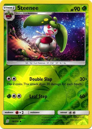 <transcy>Pokemon Card Unified Minds 018/236 18/236 Steenee Reverse Holo Ikke almindelig</transcy>