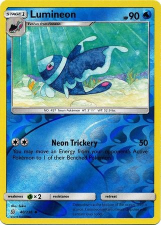 Pokemon Card Unified Minds 040/236 40/236 Lumineon Reverse Holo Uncommon