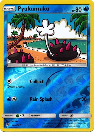 Pokemon Card Unified Minds 052/236 52/236 Pyukumuku Reverse Holo Uncommon