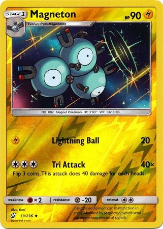 Pokemon Card Unified Minds 059/236 59/236 Magneton Reverse Holo Uncommon