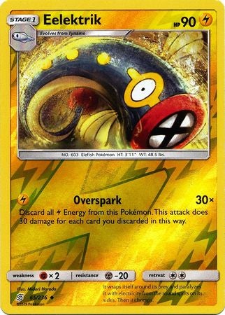 <transcy>Pokemon Card Unified Minds 065/236 65/236 Eelektrik Reverse Holo Uncommon</transcy>