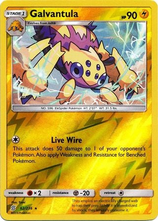 <transcy>Pokemon Card Unified Minds 062/236 62/236 Galvantula Omvendt Holo Sjælden</transcy>