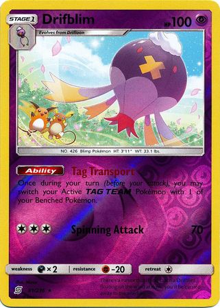 Pokemon Card Unified Minds 081/236 81/236 Drifblim Reverse Holo Rare