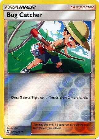Pokemon Card Unified Minds 189/236 Bug Catcher Supporter Reverse Holo Uncommon