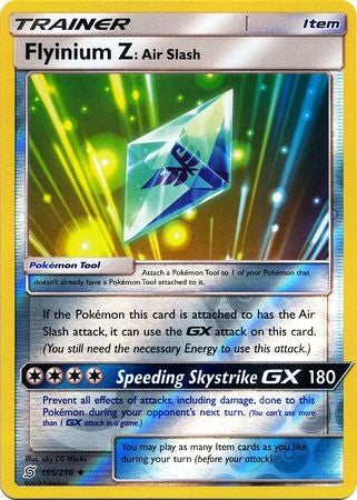 Pokemon Card Unified Minds 195/236 Flyinium Z: Air Slash Item Reverse Holo Uncommon