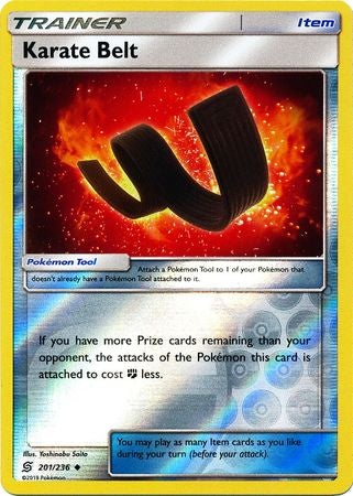 Pokemon Card Unified Minds 201/236 Karate Belt Item Reverse Holo Uncommon
