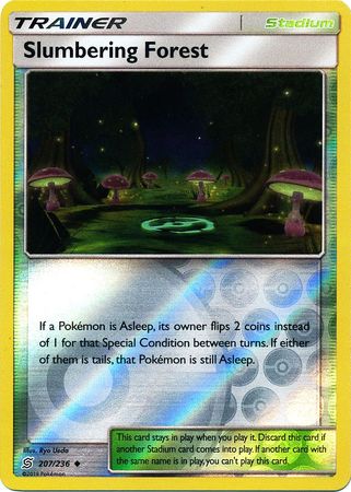 Pokemon Card Unified Minds 207/236 Slumbering Forest Stadium Reverse Holo Uncommon