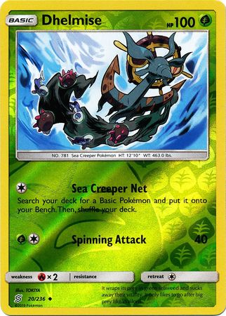 Pokemon Card Unified Minds 020/236 20/236 Dhelmise Reverse Holo Uncommon