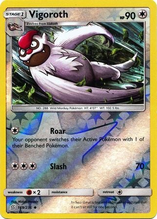Pokemon Card Unified Minds 169/236 Vigoroth Reverse Holo Uncommon