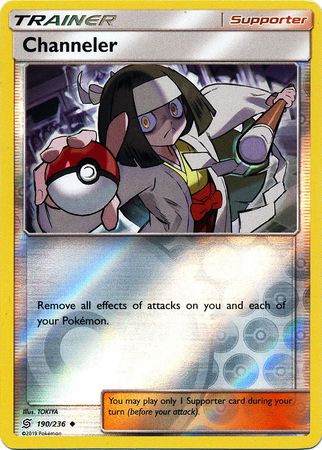 Pokemon Card Unified Minds 190/236 Channeler Supporter Reverse Holo Uncommon