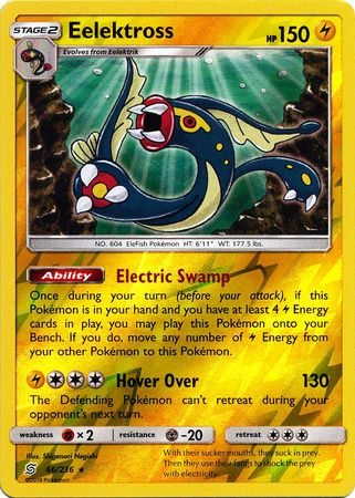 <transcy>Pokemon Card Unified Minds 066/236 66/236 Eelektross Reverse Holo Sjælden</transcy>