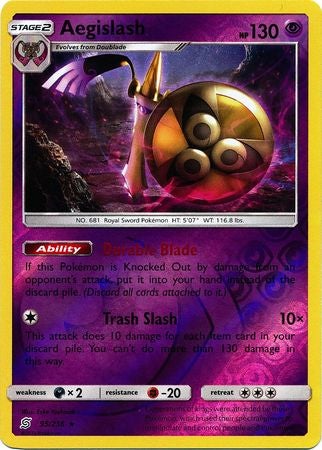 <transcy>Pokemon Card Unified Minds 095/236 95/236 Aegislash Reverse Holo Sjælden</transcy>