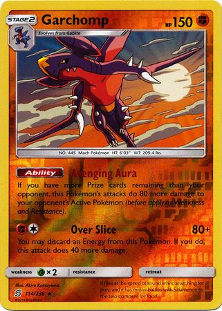 Pokemon Card Unified Minds 114/236 Garchomp Reverse Holo Rare