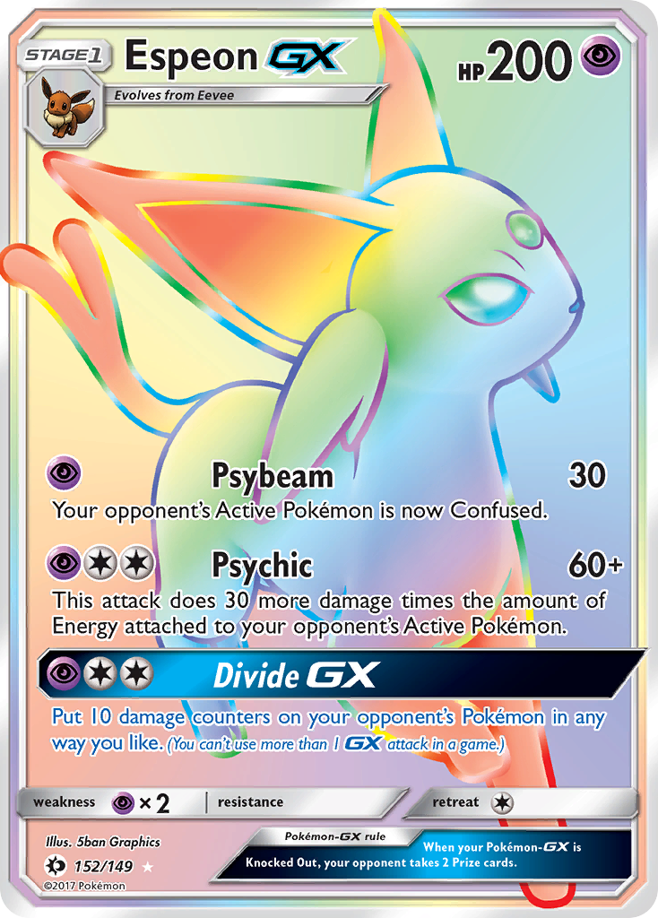 Pokemon Card Sun & Moon 152/149 Espeon-GX Hyper Rare *MINT*